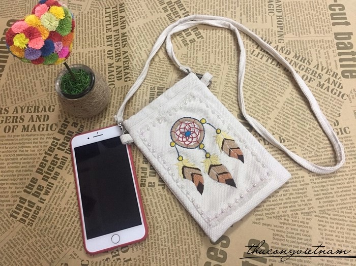 Túi vải bố vintage thêu tay dreamcatcher